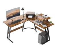 JUMMICO Bureau Gaming en L 120x120cm - Bureau d'angle avec Support Écran Réversible - Polyvalent (Jeu/Travail/Étude) - Stabilité Maximale & Nettoyage Facil - Marron Rustique