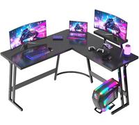 JUMMICO Bureau Gaming en L 150x130cm - Bureau d'angle avec Support Écran Réversible - Polyvalent (Jeu/Travail/Étude) - Stabilité Maximale & Nettoyage Facil - Revêtement Mat - Noir