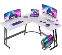 JUMMICO Bureau Gaming en L 150x130cm - Bureau d'angle avec Support Écran Réversible - Polyvalent (Jeu/Travail/Étude) - Stabilité Maximale & Nettoyage Facil -Revêtement Mat - Blanc