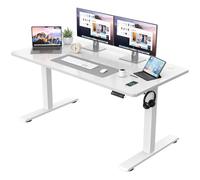 JUMMICO Bureau réglable en Hauteur - Plateau de Table Complet - Réglable en Hauteur - avec Fonction mémoire - 140 x 60 cm - Blanc