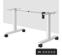 JUMMICO Cadre de Bureau Assis-Debout Électrique, Piétement de Table Réglable en Hauteur avec 2 Mémoires, Double Plateau, Pieds Ajustables, Blanc