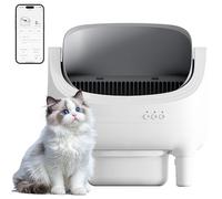 JUMMICO Caisse Autonettoyante pour Chat avec Application, 12L - 15 Jours Autonomie, Design Ouvert Sécurisé pour Chats 1,5-15kg, Capteurs de Sécurité, Surveillance Santé