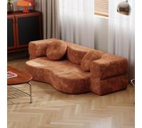 JUMMICO Canapé Convertible 2 Places 170 cm, canapé-lit Pliant Multifonctionnel livré comprimé sans Assemblage, Petit canapé Moderne fourni avec Coussins Ronds Confortables, Terre Cuite