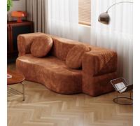 JUMMICO Canapé Convertible 2 Places 200 cm, canapé-lit Pliant Multifonctionnel livré comprimé sans Assemblage, Petit canapé Moderne fourni avec Coussins Ronds Confortables, Terre Cuite