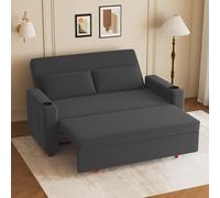 JUMMICO Canapé Convertible 2 Places Tissu côtelé, Dossier réglable, Causeuse Moderne 75×160×93 cm, Structure Solide 150 kg pour intérieur Contemporain, Couleur Gris