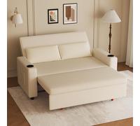 JUMMICO Canapé Convertible 2 Places Tissu côtelé, Dossier réglable, Causeuse Moderne 75×160×93 cm, Structure Solide 150 kg pour intérieur Contemporain， Couleur Beige