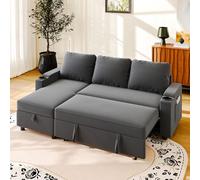 JUMMICO Canapé d'angle Convertible 3 Places, canapé lit avec Rangement intégré et accoudoirs multifonctionnels, idéal pour Salon, Bureau et Petit Appartement, Design Moderne et Pratique,Gris