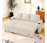 JUMMICO , canapé lit avec Rangement intégré et accoudoirs multifonctionnels, idéal pour Salon, Design Moderne et Pratique,Bureau et Petit Appartement, Beige