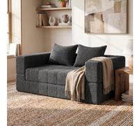 JUMMICO Canapé Lit Pliant 150 cm, Canapé Compressé sans Montage, Petit Canapé 2 Places en Chenille avec Coussins Confortables, Canapé Convertible Multifonctionnel Moderne， Gris