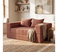 JUMMICO Canapé Lit Pliant 150 cm, Canapé Compressé sans Montage, Petit Canapé 2 Places en Chenille avec Coussins Confortables, Canapé Convertible Multifonctionnel Moderne， Terre Cuite