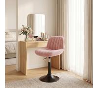 JUMMICO Chaise Coiffeuse 360° Pivotante et Hauteur Réglable - Tabouret de Maquillage en Velours avec Base Métallique, pour Dressing, Salle à Manger et Bureau