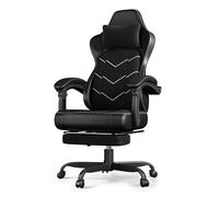 JUMMICO Chaise de Bureau Ergonomique avec Soutien Lombaire Dynamique & Repose-Pieds, Fauteuil Gaming pour Confort à Long Terme, Tissu Respirant pour Home Office, Noir