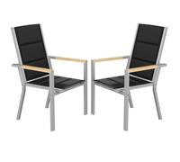 JUMMICO Chaise de Jardin Extérieur Cadre Aluminium avec Accoudoirs Style Bois - Assise Texlin, Empilable et Rangeable sous Table, 160kg de Charge - Parfaite pour Jardin, Cour, Balcon