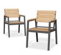 JUMMICO Chaise de Jardin Extérieur en Aluminium Aspect Bois - Antirouille, Facile à Nettoyer et Imputrescible, Charge Maximale 160kg, pour Jardin, Cour, Balcon