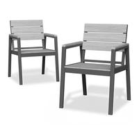 JUMMICO Chaise de Jardin Extérieur en Aluminium Aspect Bois - Antirouille, Facile à Nettoyer et Imputrescible, Charge Maximale 160kg, pour Jardin, Cour, Balcon