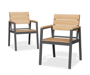 JUMMICO Chaise de Jardin Extérieur en Aluminium Aspect Bois - Antirouille, Facile à Nettoyer et Imputrescible, Charge Maximale 160kg, pour Jardin, Cour, Balcon