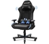 JUMMICO Chaise de Jeu, de Massage, capacité de Charge de 150 kg, Ergonomique, avec Soutien Lombaire - Chaise d'ordinateur, de Bureau, de Course, de Jeu, Hauteur réglable, Noire