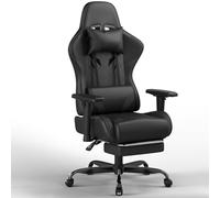 JUMMICO Chaise Gaming avec Accoudoirs Réglables en 2D, Chaise Bureau Ergonomique avec Repose-Pieds, Fauteuil Gaming Capacité De Charge 150 kg, Noir
