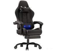 JUMMICO Chaise Gaming avec Coussin de Massage, Fauteuil Gaming Ergonomique avec Coussin Lombaire Massant, Chaise Bureau Gaming avec Dossier Réglable de 90 à 150° et Repose-Pieds, 150 kg, Noir