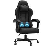 JUMMICO Chaise Gaming avec Massage Lombaire, Chaise Bureau Ergonomique avec Dossier Inclinable, Fauteuil Gaming avec Assise Douce et Résistante, Idéale pour Jeux et Boulot, Noir