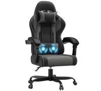 JUMMICO Chaise Gaming avec Massage Lombaire, Chaise Bureau Ergonomique avec Dossier Inclinable, Fauteuil Gaming avec Assise Douce et Résistante, Idéale pour Jeux et Boulot, Gris