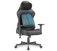 JUMMICO Chaise Gaming avec Support Lombaire Réglable & Accoudoirs 2D, Chaise Informatique Ergonomique, Chaise De Bureau Respirante pour Gamers Et Bureau, Supporte Jusqu'à 150 Kg, Noir