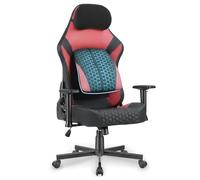 JUMMICO Chaise Gaming avec Support Lombaire Réglable & Accoudoirs 2D, Chaise Informatique Ergonomique, Chaise De Bureau Respirante pour Gamers Et Bureau, Supporte Jusqu'à 150 Kg, Rouge