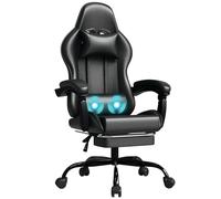 JUMMICO Chaise Gaming Ergonomique, Chaise de Bureau avec Fonction Massage, Fauteuil Gaming avec Repose-Pieds, 150 kg, Noir