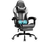 JUMMICO Chaise Gaming Ergonomique, Chaise de Bureau avec Fonction Massage, Fauteuil Gaming avec Repose-Pieds, 150 kg, Blanc