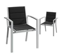 JUMMICO Chaises de Jardin, Chaise Empilable, Chaise Exterieur Terrasse, en Aluminium, Fauteuil de Jardin, Chaise Camping, Exterieur, Assise Confortable, Lot de 2 Chaise, Gris Clair