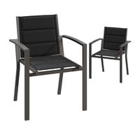 JUMMICO Chaises de Jardin, Chaise Empilable, Chaise Exterieur Terrasse, en Aluminium, Fauteuil de Jardin, Chaise Camping, Exterieur, Assise Confortable, Lot de 2 Chaise, Marron