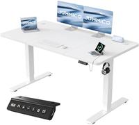 JUMMICO Escritorio Elevable Eléctrico Con Cargador USB, Escritorio Regulable en Altura Ergonomica Escritorio de Pie Ajustable Smart Panel Con Funciones de Memoria, Standing Desk 140 x 60 cm, Blanco