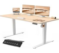 JUMMICO Escritorio Elevable Eléctrico Con Cargador USB, Escritorio Regulable en Altura Ergonomica Escritorio de Pie Ajustable Smart Panel Con Funciones de Memoria, Standing Desk 140 x 60 cm, Beige