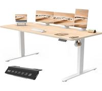 JUMMICO Escritorio Elevable Eléctrico Con Cargador USB, Escritorio Regulable en Altura Ergonomica Escritorio de Pie Ajustable Smart Panel Con Funciones de Memoria, Standing Desk 160 x 70 cm, Beige