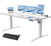 JUMMICO Escritorio Elevable Eléctrico Con Cargador USB, Escritorio Regulable en Altura Ergonomica Escritorio de Pie Ajustable Smart Panel Con Funciones de Memoria, Standing Desk 160 x 70 cm, Blanco
