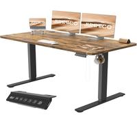 JUMMICO Escritorio Elevable Eléctrico Con Cargador USB, Escritorio Regulable en Altura Ergonomica Escritorio de Pie Ajustable Smart Panel Con Funciones de Memoria, Standing Desk 140 x 60 cm, Marron
