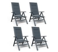 JUMMICO Fauteuil de Jardin Extérieur en Aluminium｜7 Positions Réglables, Dossier Haut｜Design Pliant et Portable｜Idéal pour Balcon, Jardin, Terrasse et Espaces Extérieurs｜Lot de 4