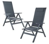 JUMMICO Fauteuil de Jardin Extérieur en Aluminium｜7 Positions Réglables, Dossier Haut｜Design Pliant et Portable｜Idéal pour Balcon, Jardin, Terrasse et Espaces Extérieurs｜Lot de 2