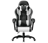 JUMMICO Jetstream Chaise de Gaming Ergonomique avec Fonction Massage, Chaise de Bureau, 150 kg, Blanche