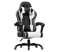 JUMMICO Jetstream Fauteuil De Bureau, Chaise Gaming Ergonomique avec Repose-Pieds, Chaise De Jeu avec Fonction De Massage, Chaise De Bureau À Élévation Pneumatique, 150 Kg, Blanc
