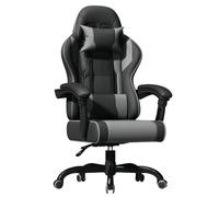 JUMMICO Jetstream Fauteuil De Bureau, Chaise Gaming Ergonomique avec Repose-Pieds, Chaise De Jeu avec Fonction De Massage, Chaise De Bureau À Élévation Pneumatique, 150 Kg, Gris