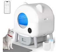 Jummico Litière pour Chat Autonettoyante, 95L+15L Litière Automatique pour Chat, avec Éclairage Intérieur Contrôlable, Désodorisation, Contrôle par APP, Surveillance Santé par IA