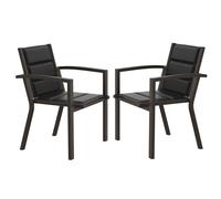 JUMMICO Lot de 2 Chaises de Jardin en Aluminium avec Assise et Dossier Moelleux ｜ Empilables ｜ Rangeables sous Table ｜ Charge 160 kg ｜ Idéales pour Salon de Jardin Extérieur, Cour et Balcon