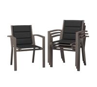 JUMMICO Lot de 4 Chaises de Jardin en Aluminium avec Assise et Dossier Moelleux ｜ Empilables ｜ Rangeables sous Table ｜ Charge 160 kg ｜ Idéales pour Salon de Jardin Extérieur, Cour et Balcon,Marron