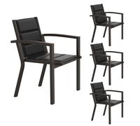 JUMMICO Lot de 4 Chaises de Jardin en Aluminium avec Assise et Dossier Moelleux ｜ Empilables ｜ Rangeables sous Table ｜ Charge 160 kg ｜ Idéales pour Salon de Jardin Extérieur, Cour et Balcon