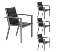 JUMMICO Lot de 4 Chaises de Jardin en Aluminium avec Assise et Dossier Moelleux ｜ Empilables ｜ Rangeables sous Table ｜ Charge 160 kg ｜ Idéales pour Salon de Jardin Extérieur, Cour et Balcon