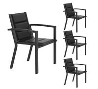 JUMMICO Lot de 4 Chaises de Jardin en Aluminium avec Assise et Dossier Moelleux ｜ Empilables ｜ Rangeables sous Table ｜ Charge 160 kg ｜ Idéales pour Salon de Jardin Extérieur, Cour et Balcon