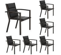 JUMMICO Lot de 6 Chaises de Jardin en Aluminium avec Assise et Dossier Moelleux ｜ Empilables ｜ Rangeables sous Table ｜ Charge 160 kg ｜ Idéales pour Salon de Jardin Extérieur, Cour et Balcon