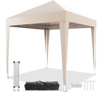 JUMMICO Pavillon de Jardin Pliable 2x2 - Imperméable et résistant à l'hiver avec réglage en Hauteur à 3 Niveaux - Sac de Transport Inclus pour Le Jardin, Le Camping, Les fêtes et la Plage, Beige