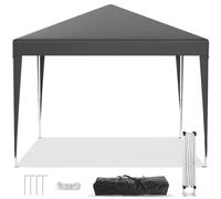 JUMMICO Pavillon de Jardin Pliable 3x3 - Imperméable et résistant à l'hiver avec réglage en Hauteur à 3 Niveaux - Sac de Transport Inclus pour Le Jardin, Le Camping, Les fêtes et la Plage, Gris